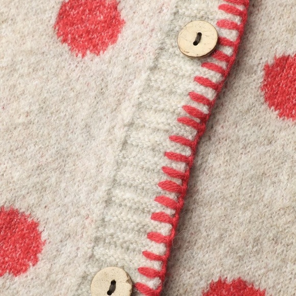 NEW Womens Sweater Polka Dots Jacquard Buttons Knit Cardigan NWT wool blend chic - Picture 4 of 7